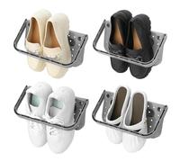 QWORK® 4 Pezzi porta scarpe a muro, porta per scarpe pieghevole, portascarpe grigio senza foratura