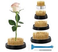 QWORK® 4 Pezzi Rana Fiore Rotonda, Disposizione dei Fiori Pin, Portafiori Rotondo in Rame con Base in Acciaio Inossidabile, per Fioristi, Ufficio