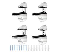 QWORK® 4 Pezzi Reggimensola Vetro Regolabili per Vetro Spessore 3-20 mm, Staffe Montaggio a Parete