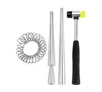 QWORK® 4 Pezzi Ring Sizer Strumento di Misura, misuratore Anelli, Martello di Gomma, Strumento per la creazione di Anelli