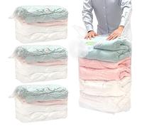 QWORK® 4 pezzi sacchetti sottovuoto, 80 x 100 x 38 cm sacchetti sottovuoto vestiti extra large riutilizzabili, per abbigliamento, piumini, biancheria da letto