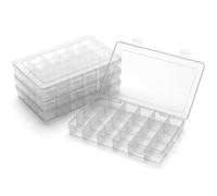 QWORK® 4 Pezzi Scatoline Trasparenti con 24 Griglie, 19 x 13 x 1,5 cm - per Minuterie, Gioielli e Utensili Fai-da-te