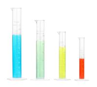 QWORK® 4 pezzi set di plastica per cilindri graduati, 10/25/50/100 ml, riutilizzabile, per scienza, laboratori, scuole