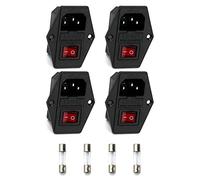 QWORK 4 Pezzi Spinotto Adattatore Maschio, Modulo Di Ingresso Connettore 3 In 1, EC320 C14 10a 250v, Con Interruttore, Fusibile E Lampada