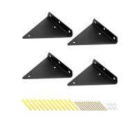 QWORK® 4 pezzi staffa per mensola galleggiante nera, staffa a parete triangolari con viti di montaggio, 13 * 14 cm