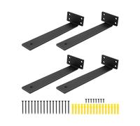 QWORK® 4 Pezzi Staffe Mensole da Muro, 25 cm Nere, Acciaio Solido 5 mm, Capacità 75 kg