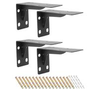 QWORK® 4 Pezzi staffe per mensole pesanti - 140 x 100 mm - acciaio solido - struttura monoblocco - Capacità di carico 120 kg - nero opaco