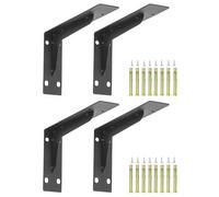 QWORK® 4 Pezzi staffe per mensole pesanti - 240 x 145 mm - acciaio solido - struttura monoblocco - Capacità di carico 120 kg - nero opaco