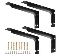 QWORK® 4 Pezzi staffe per mensole pesanti - 290 x 145 mm - acciaio solido - struttura monoblocco - Capacità di carico 120 kg - nero opaco