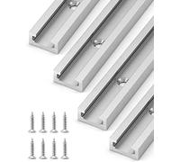 QWORK® 4 Pezzi T-Slot Track 300mm con Viti, Alluminio, T-Track Autofilettanti per Router Table Saw per Falegname