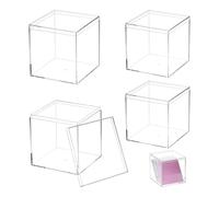 QWORK® 4 pezzi vetrina in acrilico trasparente, cubi portaoggetti, 10 * 10 * 10cm + 8.5 * 8.5 * 8.5cm, scatola trasparente con coperchio, per conservare caramelle, accessori per capelli, giocattoli