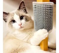 QWORK® 4 Pz Spazzola Massaggio Gatto, Massaggiatore Gatti ad Angolo con Viti di Installazione e Nastro Adesivo (Grigio)