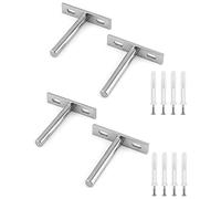 QWORK® 4 PZ Supporti per Mensole Flottante 75mm Staffe Mensole Invisibili con Vite per Decorativo a Parete Fai Da Te