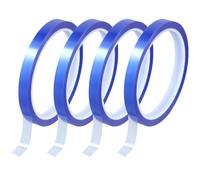 QWORK® 4 Rotoli Nastro Adesivo Alta Temperatura, 10 mm x 33 m, Nastro Kapton per Stampa Sublimatica, Trasferimento di Calore e Isolamento (Blu)