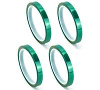 QWORK® 4 Rotoli Nastro Termico Nastro Alta Temperatura 10 mm x 33 m Nastro Kapton per Stampa Sublimatica, Trasferimento di Calore e Isolamento (Verde)