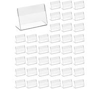 QWORK® 40 Pezzi Porta Etichette in Acrilico Trasparente, Porta Cartellini Prezzi Mini Porta Biglietti da Visita da Tavolo per Supermercati Negozi Dettaglio Scuole Ufficio (6 x 4 cm)