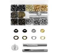 QWORK 400 pezzi Set Kit di attrezzi per occhielli, occhielli 6 mm, occhielli in metallo, con 3 strumento per occhielli, per tende Set di scarpe in tela cerata, 4 colori