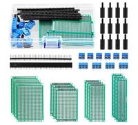 QWORK® 46 Pezzi circuiti stampati, breadboard PCB prototipo a doppia faccia, kit scheda PCB con strisce maschio/femmina e terminali a vite