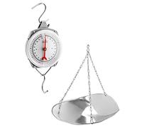 QWORK 49,9 kg, grande display a molla, bilancia e paletta con supporto appeso, struttura in acciaio, per shopping, viaggi, cucina, argento