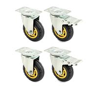 QWORK® 4X Ruote per carichi pesanti 100 mm, Ruote girevoli fino a 70 kg per ruota, per trasporto di mobili e trasporto industriale (2 ruote girevoli + 2 ruote freno)