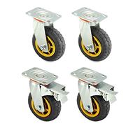 QWORK® 4X Ruote per carichi pesanti 150 mm, Ruote girevoli fino a 250 kg per ruota, per trasporto di mobili e trasporto industriale (2 ruote girevoli + 2 ruote freno)