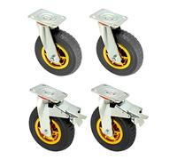 QWORK® 4X Ruote per carichi pesanti 200 mm, Ruote girevoli fino a 280 kg per ruota, per trasporto di mobili e trasporto industriale (2 ruote girevoli + 2 ruote freno)