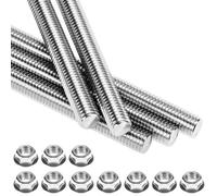QWORK® 5 Pezzi barra filettata in acciaio inossidabile 304, M10 x 30 cm aste filettate complete con 10 dadi flangiati