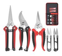 QWORK® 5 pezzi forbici da giardino, cesoie da potatura affilate in acciaio inox con impugnatura comfort e meccanismo di bloccaggio sicuro, inclusa borsa portaoggetti