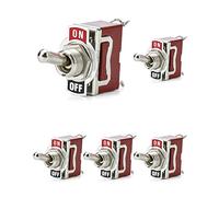 QWORK® 5 Pezzi Interruttore a Levetta in Rame ad Alte Prestazioni per Auto Camion Barca, SPST 2 terminali pin 2 Posizioni ON/OFF, 20A 125V 15A 250V