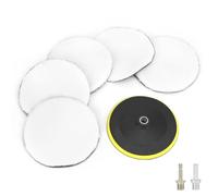 QWORK® 5 Pezzi lucidatura Pad Lana da 180 mm, Set di lucidatura Auto, per smerigliatrici angolari, Trapani manuali e lucidatrici, con Adattatore per Trapano M14