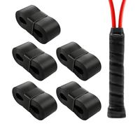 QWORK® 5 Pezzi Overgrip per Racchetta da Tennis - Nastro Impugnatura Antiscivolo e Assorbente per Padel, Badminton, Squash e Pesca - Lunghezza 110cm, Spessore 0.7mm, Nero