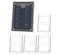 QWORK 5 Pezzi Porta Menu da Tavolo A4, espositore in acrilico, supporto per cartello inclinato per ristorante, ufficio, negozio