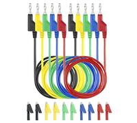 QWORK 5 Pezzi Puntali Tester Multimetro, 5 Cavi Puntali di Spine a Banana 4mm con 10 Clip a Coccodrillo per Multimetro, Amperometri e Tester di Tensione