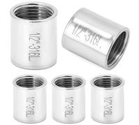 QWORK® 5 pezzi raccordo filettato in acciaio inossidabile 316",femmina 1/2", resistente alla corrosione, Adatto per acqua, gas e petrolio