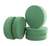 QWORK® 5 Pezzi Rotonda in Schiuma Floreale da 16.5 x 4 cm per composizioni, Schiuma Floreale bagnata in Verde, Ideale per Matrimoni e celebrazioni