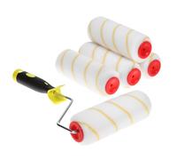 QWORK® 5 Pezzi rulli per pittura, rullo per pittura giallo 18 cm con maniglia, per colori a dispersione e a base di lattice