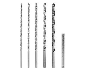 QWORK® 5 Pezzi Set di Punte Elicoidali, Punte per Trapano Extra-Lunghe HSS da 200 mm, Diametro 4 mm/5 mm/6 mm/8 mm/10 mm, per Legno, Plastica e Alluminio