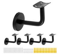 QWORK® 5 pezzi Staffe per corrimano in acciaio inox - 60x80 mm - nero curvo
