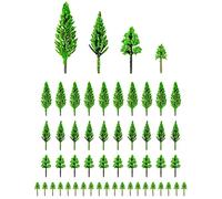 QWORK® 50 Pezzi Alberi modellismo, Alberi Modello in Miniatura, Alberi Modello Simulazione, Plastica, per Modello Tavolo Sabbia, Decorazione Scena, 4 Dimensioni
