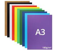 QWORK® 50 Pezzi Cartoncini Colorati A3-200g/m² Opachi, 10 Colori per Stampa e Creatività