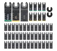 QWORK® 50 Pezzi Kit Lame per Sega Multifunzione, Lame per Legno e Metallo, Compatibili con Maggior Parte dei Modelli