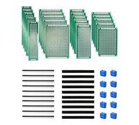 QWORK® 50 Pezzi Kit PCB Board, 20 pz PCB Scheda Universale + 10 pz 3 Pin Terminale a Vite + 20 pz Connettore Maschio/Femmina per Saldatura Fai da Te