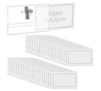 QWORK® 50 Pezzi porta badge orizzontale in plastica trasparenti, con spilla e clip, per lavoro, conferenza, esposizione - 90 mm x 56 mm