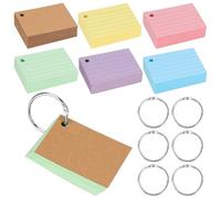 QWORK® 500 Pezzi A8 schede, schede rigate con anelli, 75x45mm schede di vocabolario, flashcards