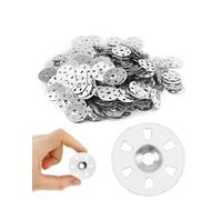 QWORK® 500 Pezzi/Confezione Rondelle in Acciaio Zincato da 35 mm di Diametro con Sei Fori, Fissaggio Facile e Rondelle Resistenti alla Corrosione per Pannelli Isolanti, Cartongesso e Piastrelle