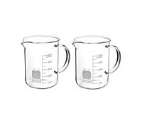 QWORK® 500ml Beaker Mug with Handle, Borosilicate Glass Measuring Cup, 2 Pack