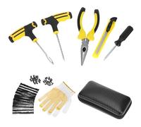 QWORK® 57 Pezzi Kit di Riparazione Pneumatici a Terra, Kit Foratura per Auto, Camion, Moto e Bicicletta