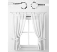 QWORK® 5M filo per tende, corda per tende, corda per tende rivestita in plastica, con 6 pezzi di occhielli a vite e 6 pezzi di ganci