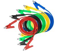 QWORK® 5pcs cavi test elettrici a coccodrillo, puntali per multimetro, 1 m, 1000 v 15 a per circuiti e test diagnostici, 5 colori