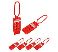 QWORK 6 chiavistelli per lucchetti in nylon rosso con blocco a 6 fori, chiusura per etichette, resistenti a manomissioni e urti, per manutenzione di attrezzature industriali